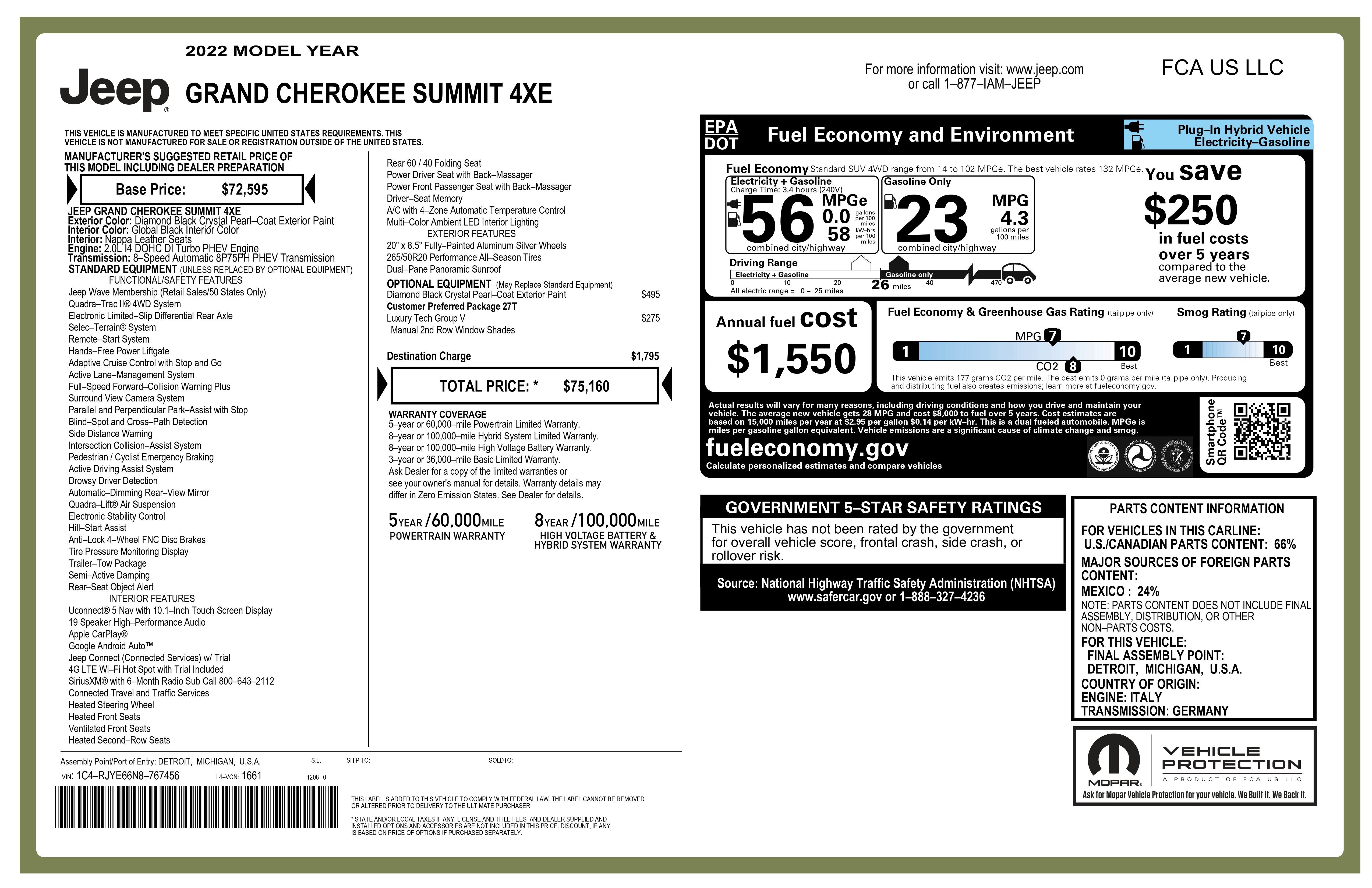 2022 Jeep Grand Cherokee 4xe Summit 4x4