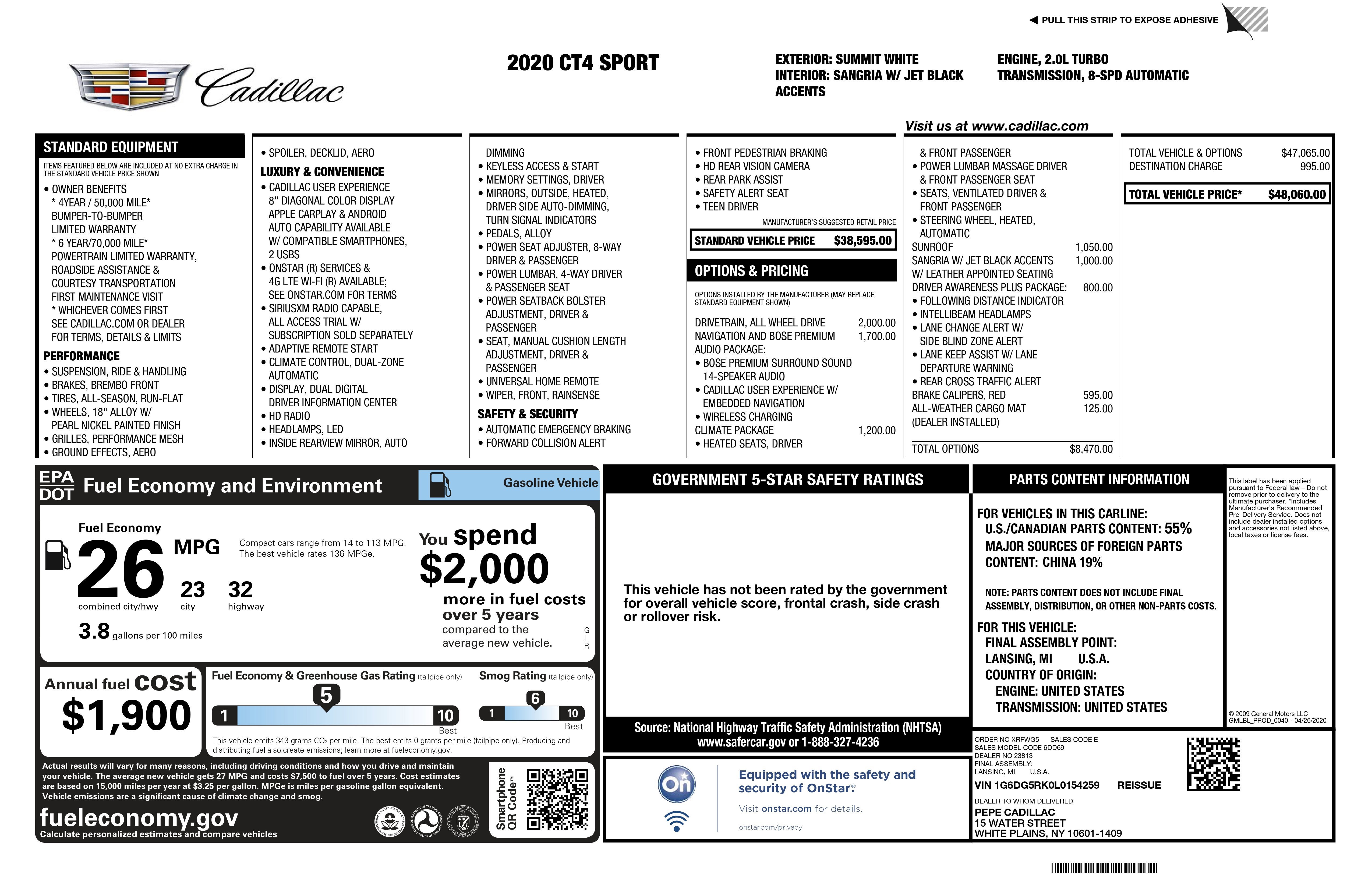 2020 Cadillac CT4 Sport
