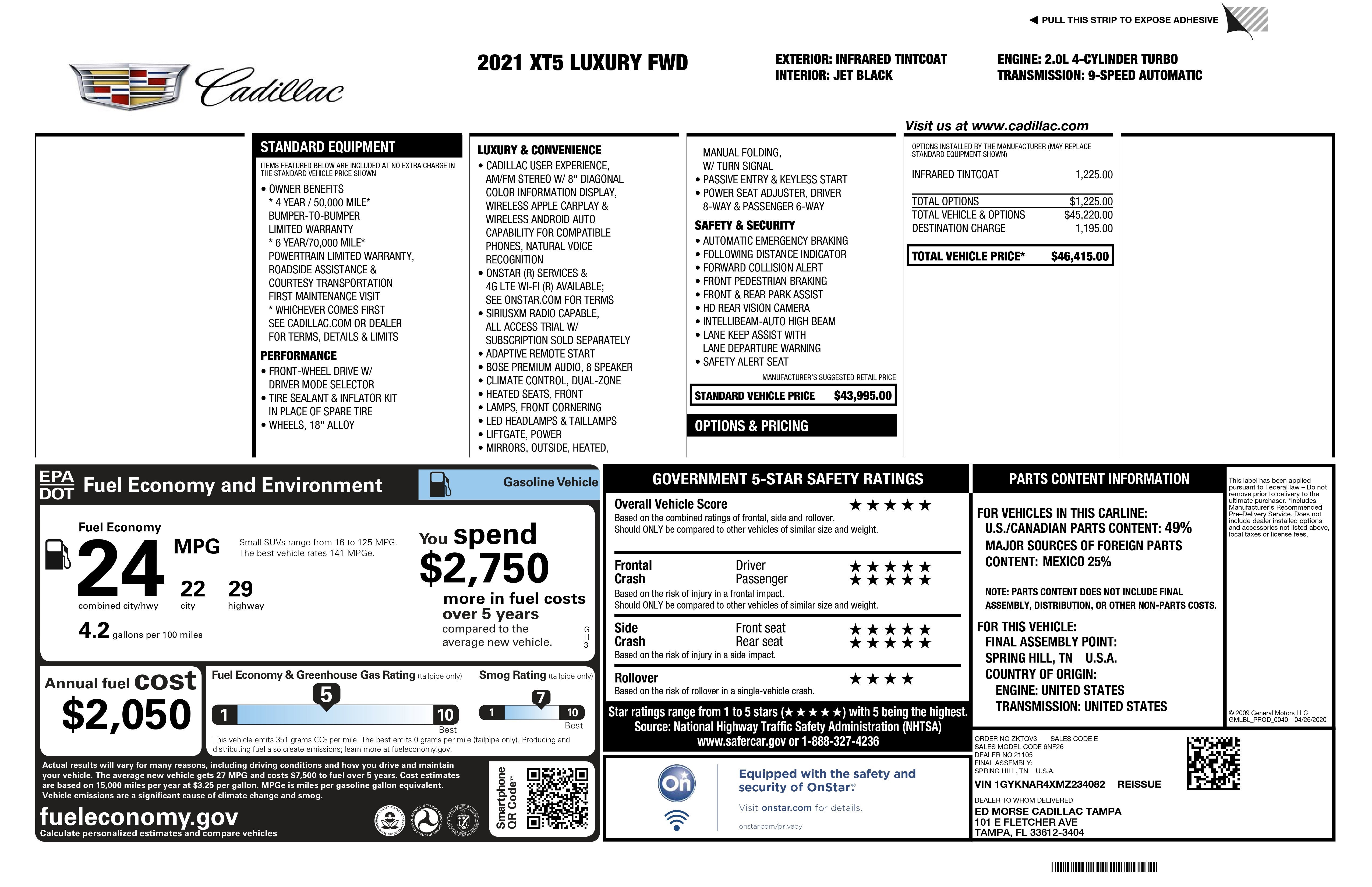 2021 Cadillac XT5 FWD Luxury