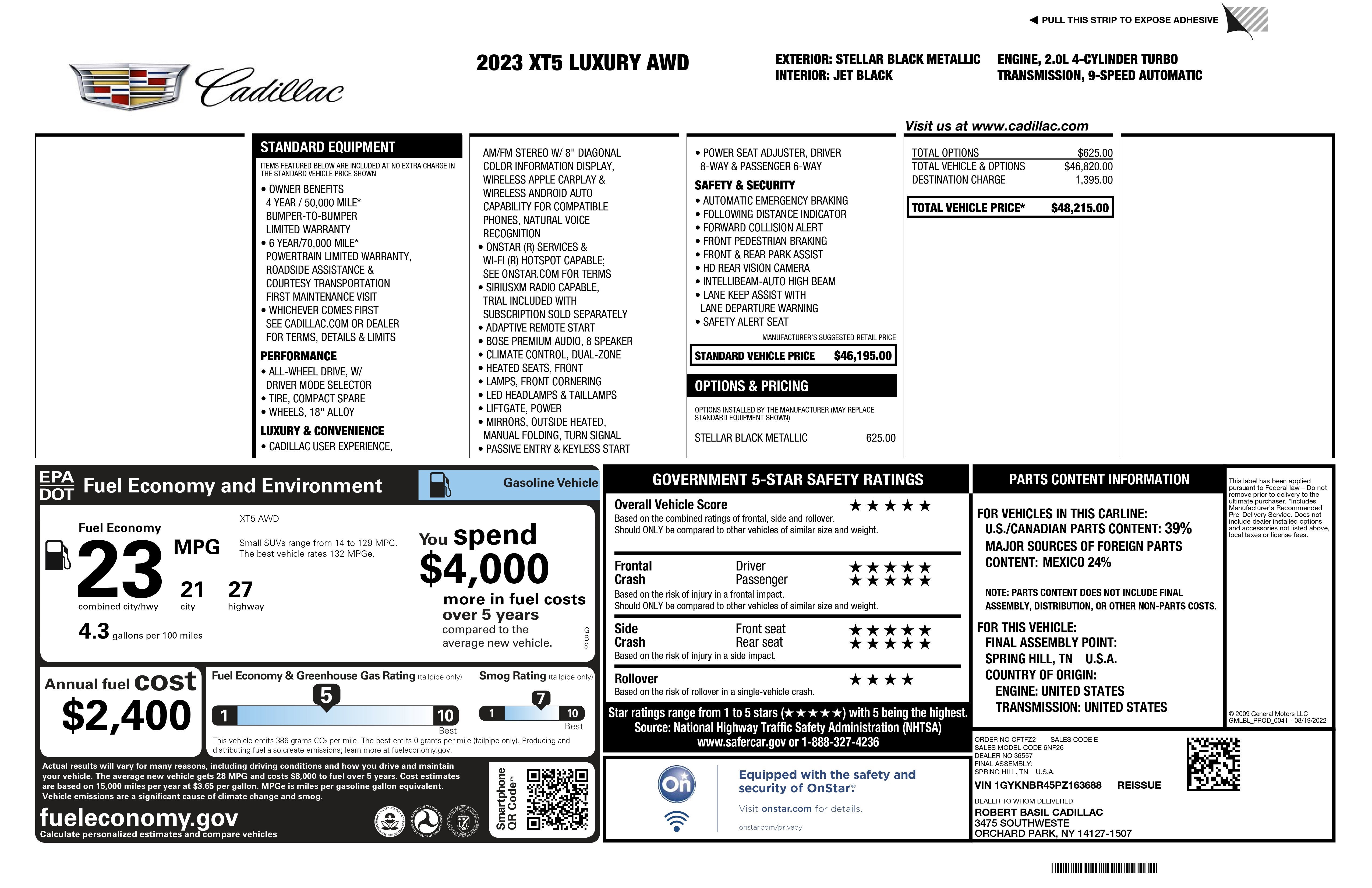 2023 Cadillac XT5 AWD Luxury