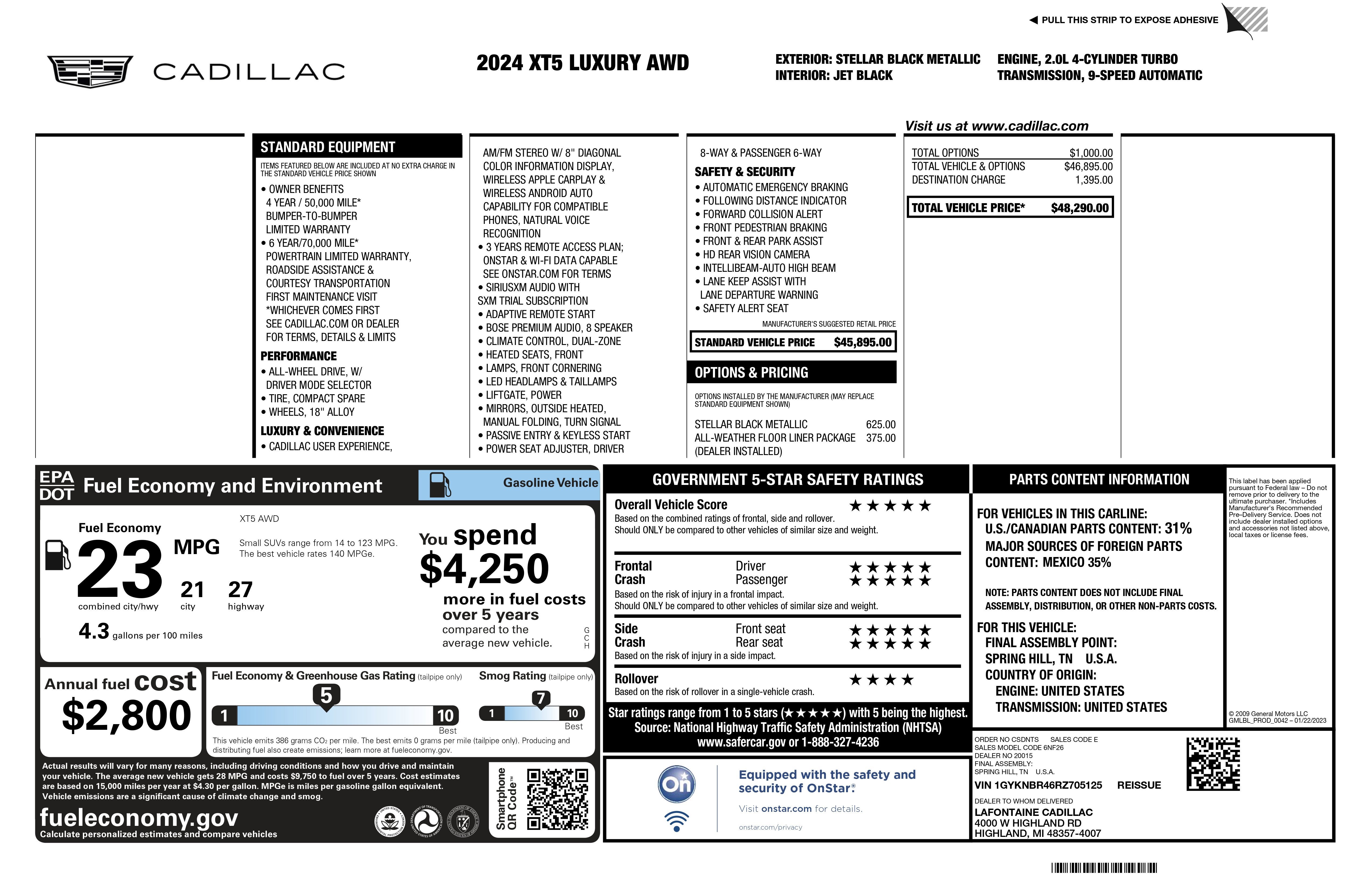 2024 Cadillac XT5 AWD Luxury