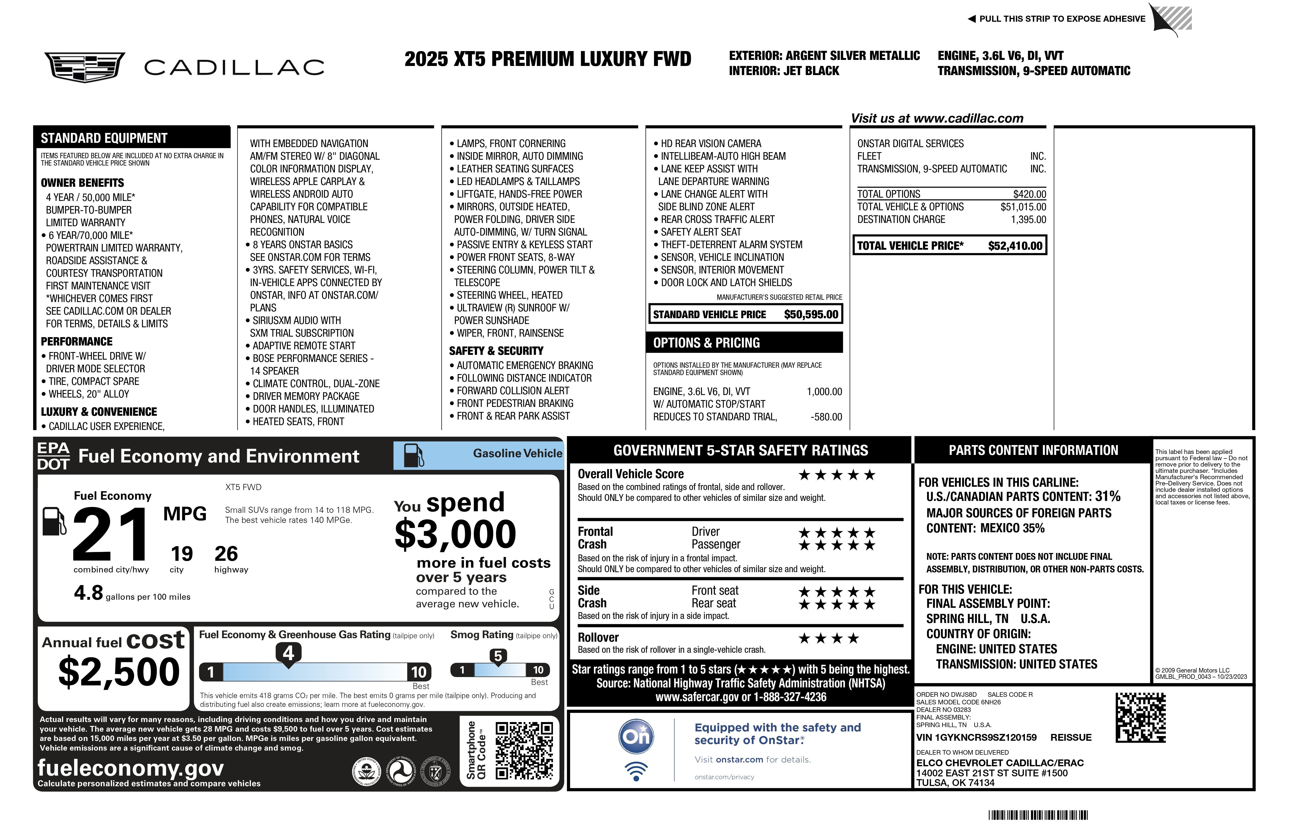 2025 Cadillac XT5 FWD Premium Luxury