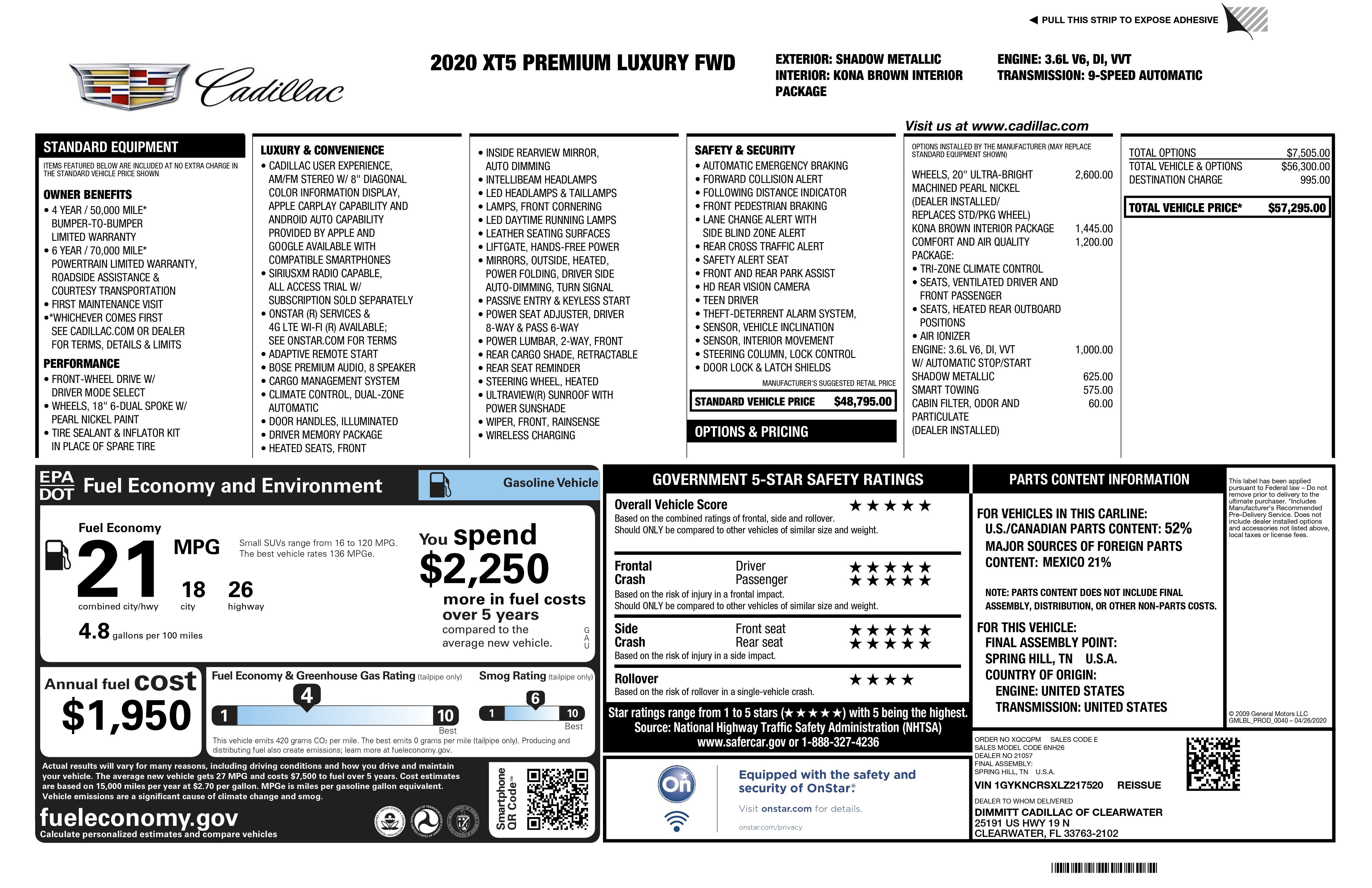 2020 Cadillac XT5 Premium Luxury FWD