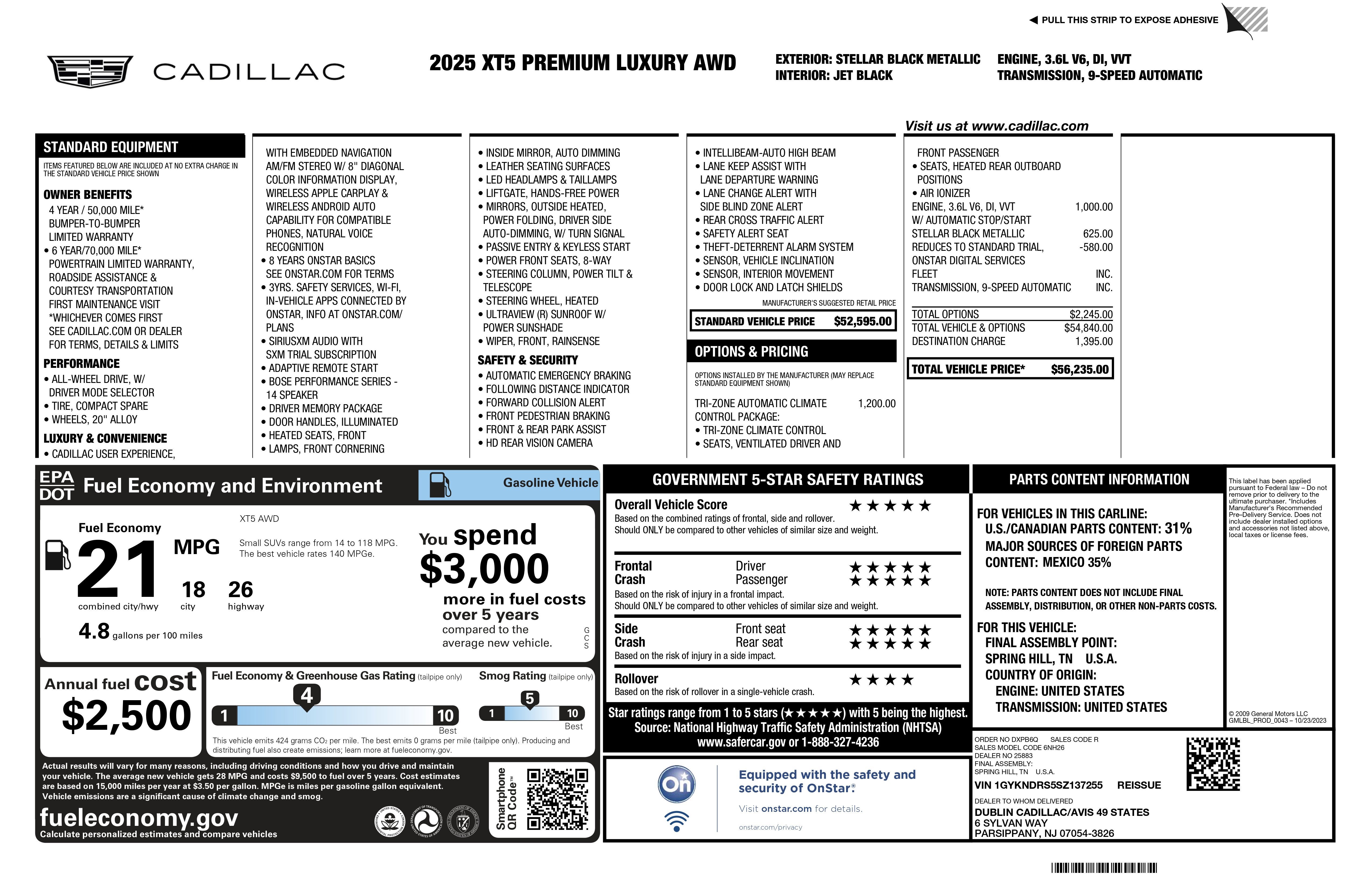 2025 Cadillac XT5 AWD Premium Luxury