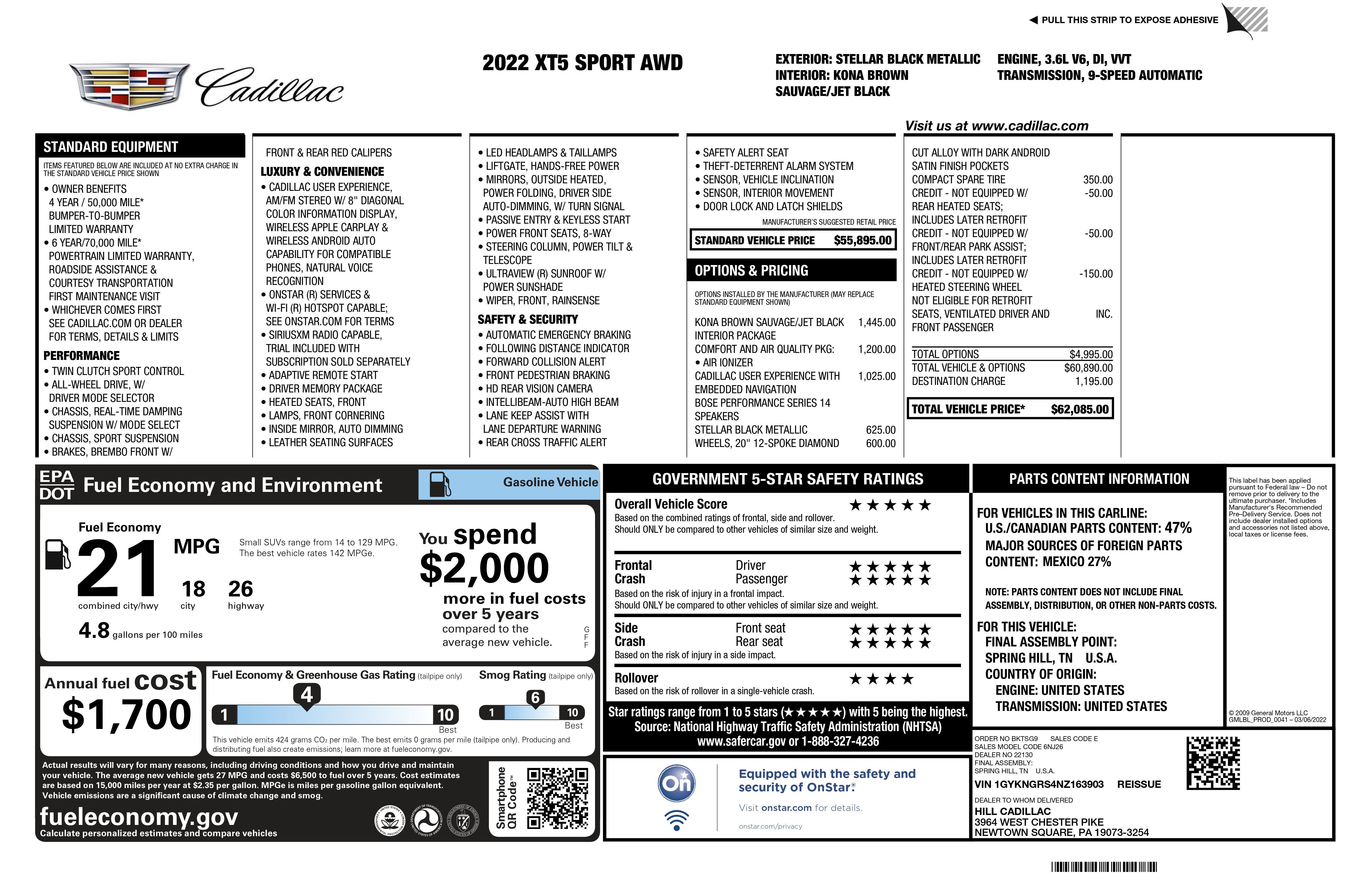 2022 Cadillac XT5 AWD Sport