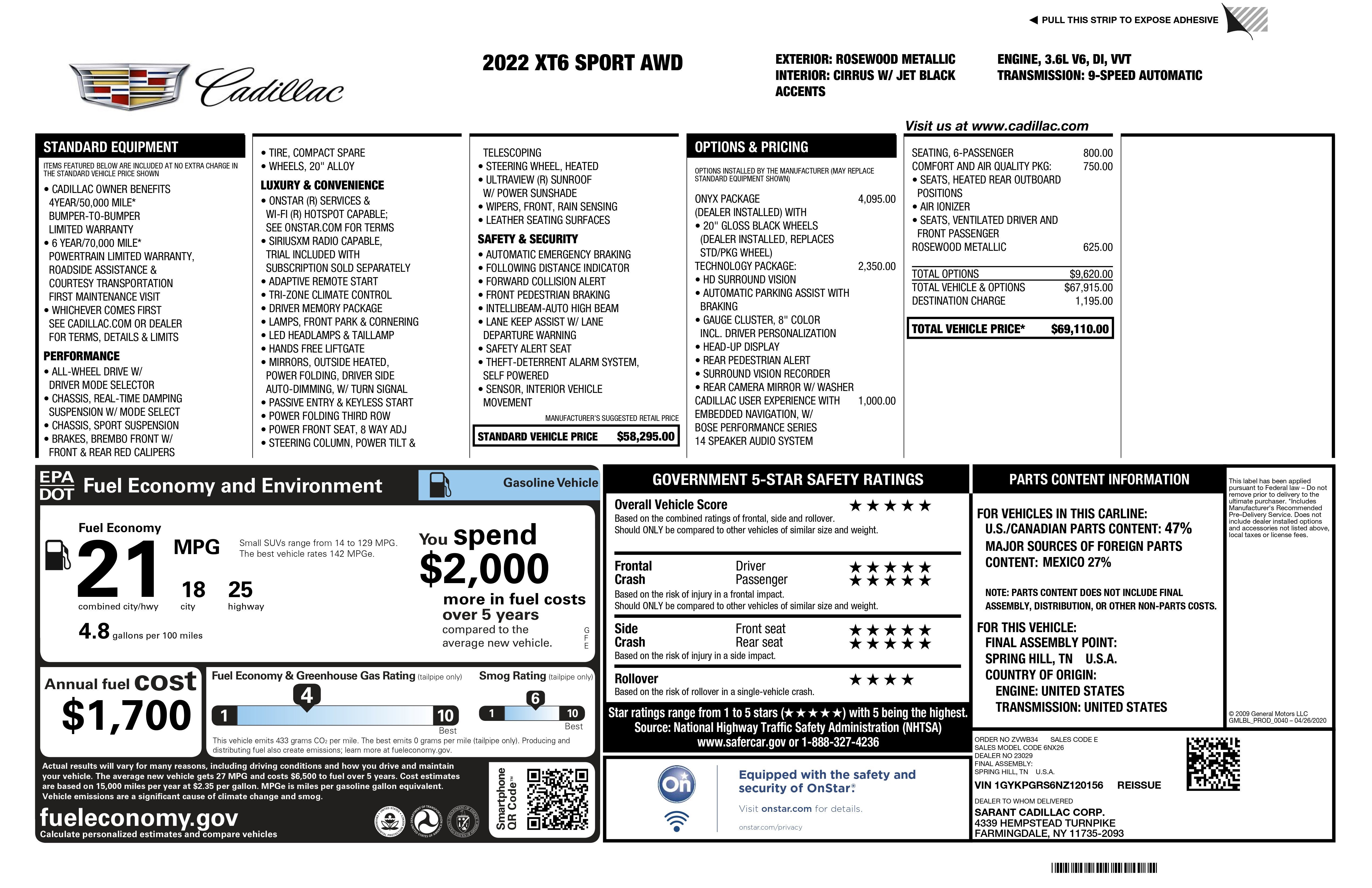 2022 Cadillac XT6 Sport