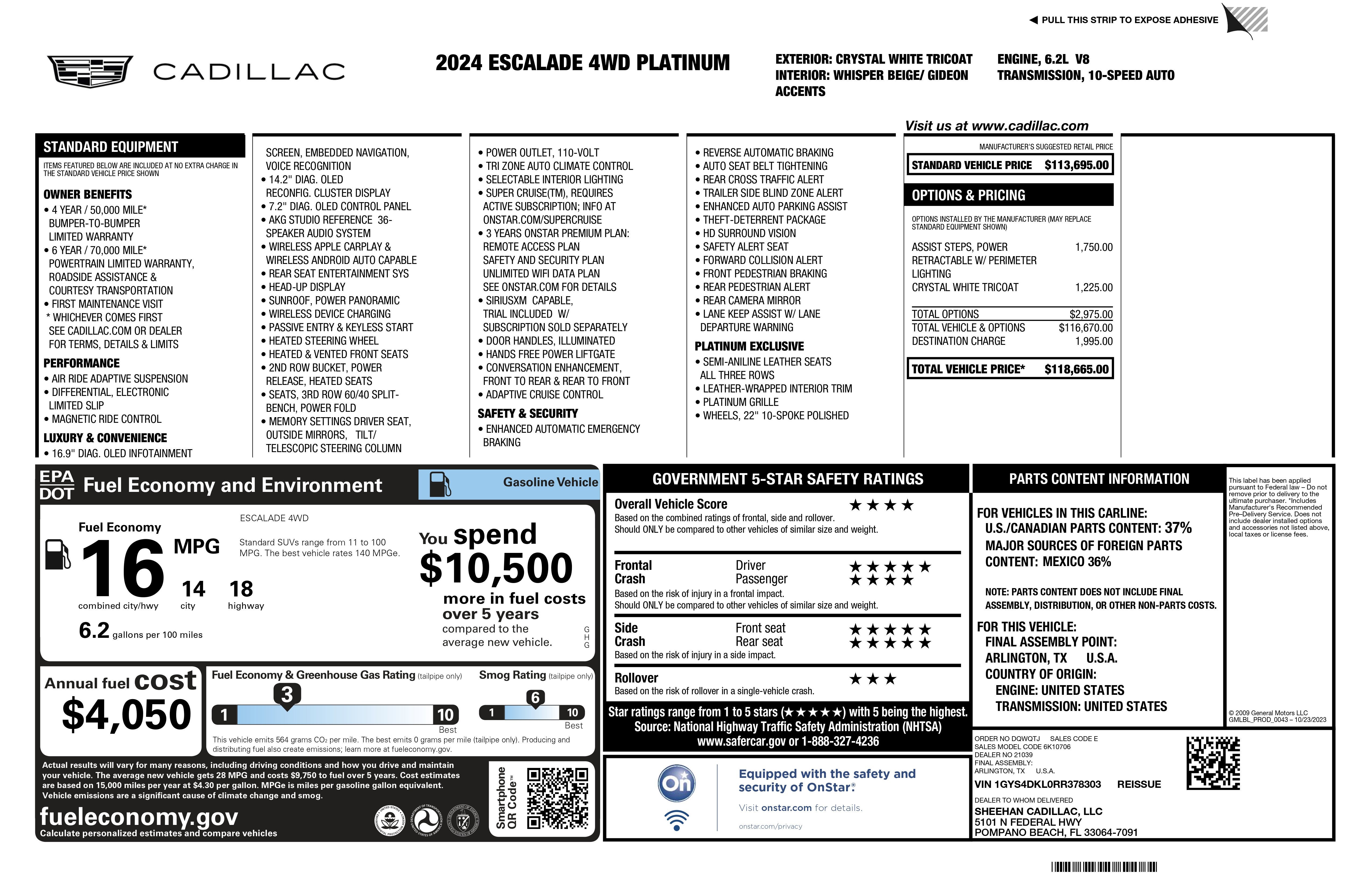 2024 Cadillac Escalade 4WD Premium Luxury Platinum